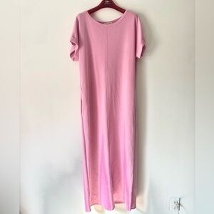 Charlotte Avery Pink Cuff Sleeve Maxi Dress Large Scuba Material
